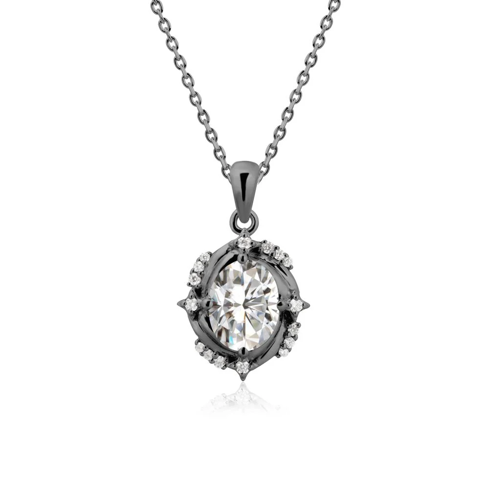 Oval Moissanite Shooting Star Pendant Necklace - Image 8