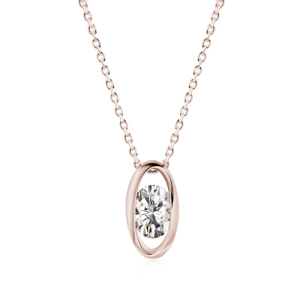 Oval Moissanite Solitaire Necklace