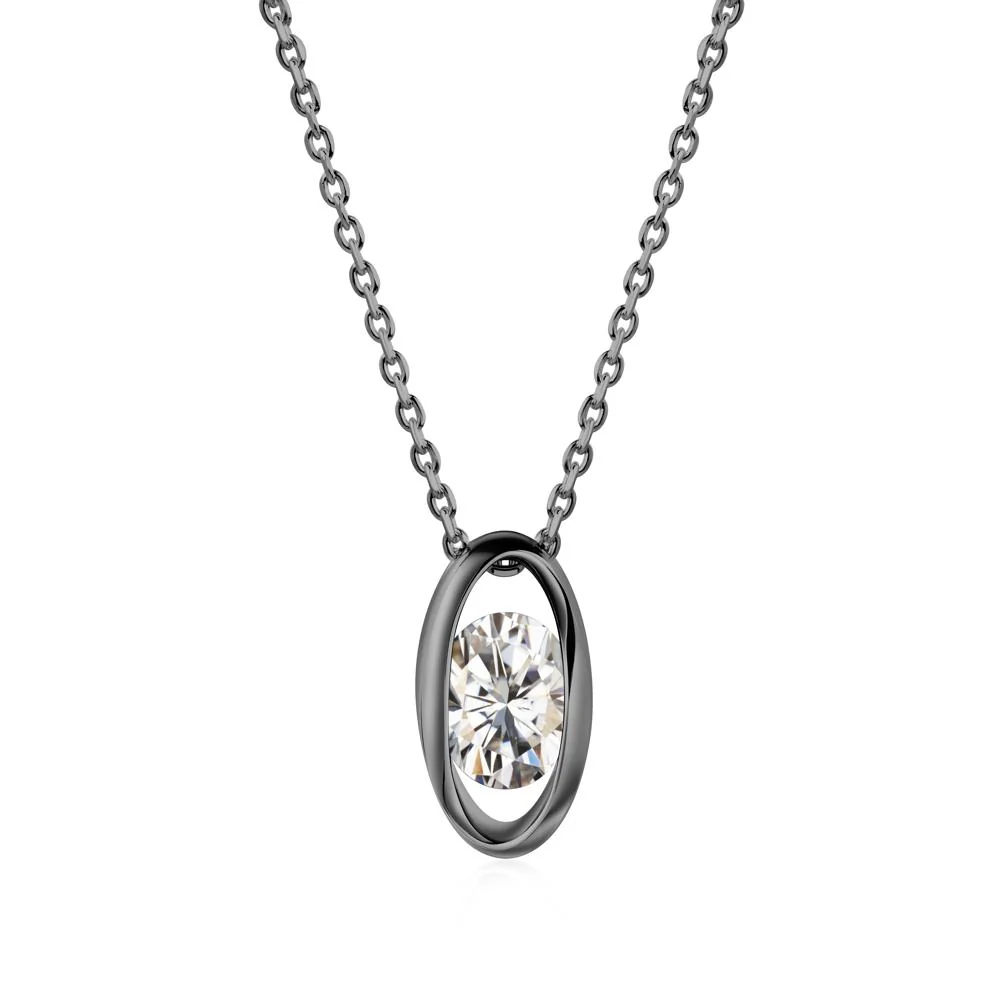Oval Moissanite Solitaire Necklace - Image 2