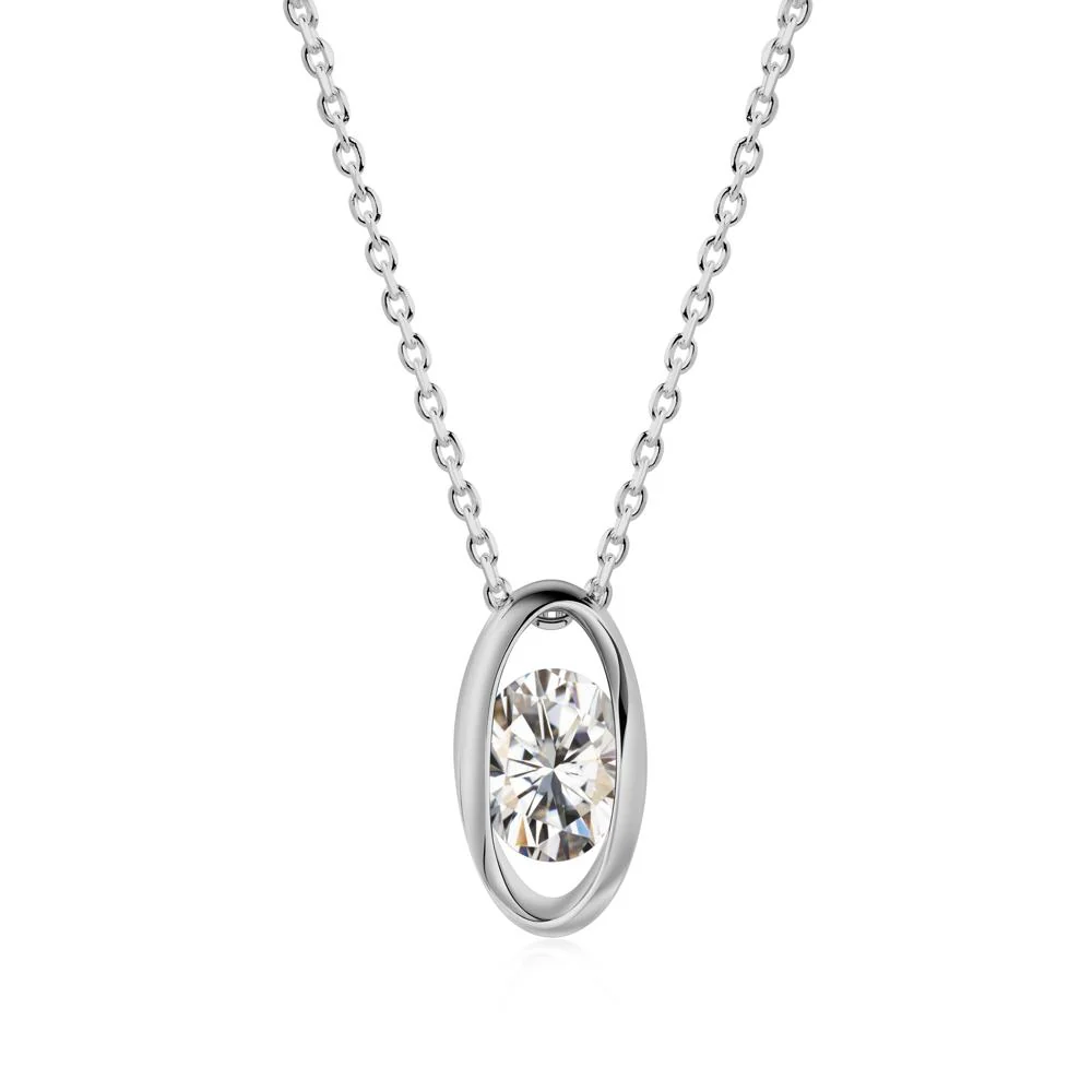 Oval Moissanite Solitaire Necklace - Image 3