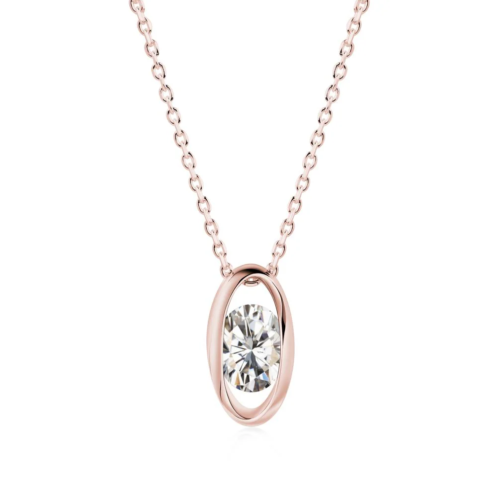 Oval Moissanite Solitaire Necklace - Image 4