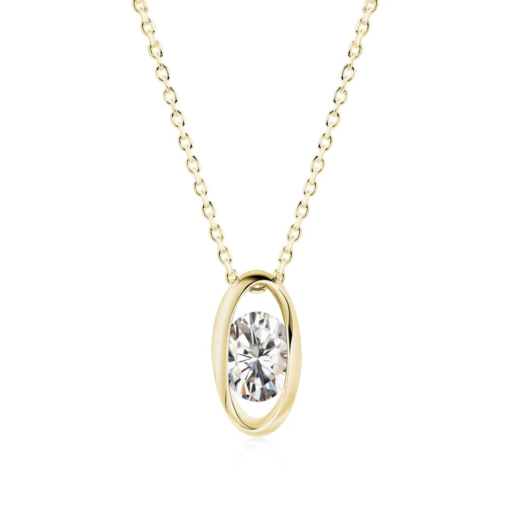 Oval Moissanite Solitaire Necklace - Image 5