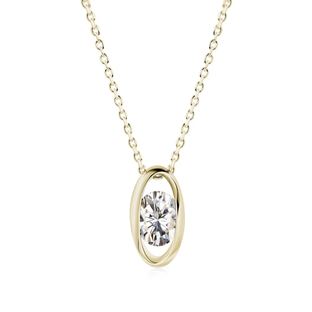 Oval Moissanite Solitaire Necklace - Image 6