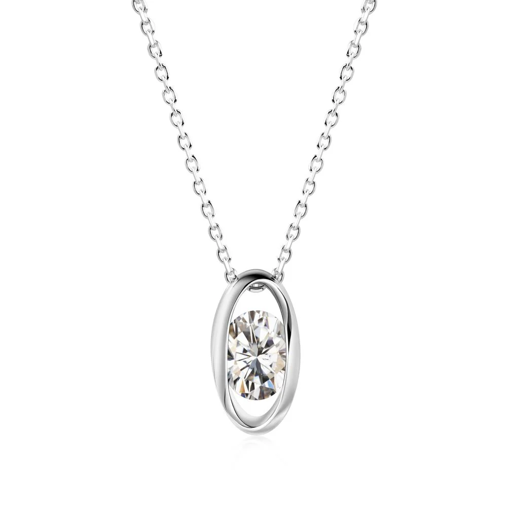 Oval Moissanite Solitaire Necklace - Image 9