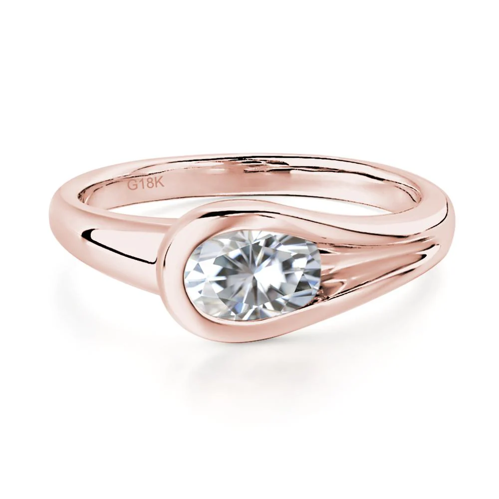 Moissanite East West Oval Engagement Ring - Image 4