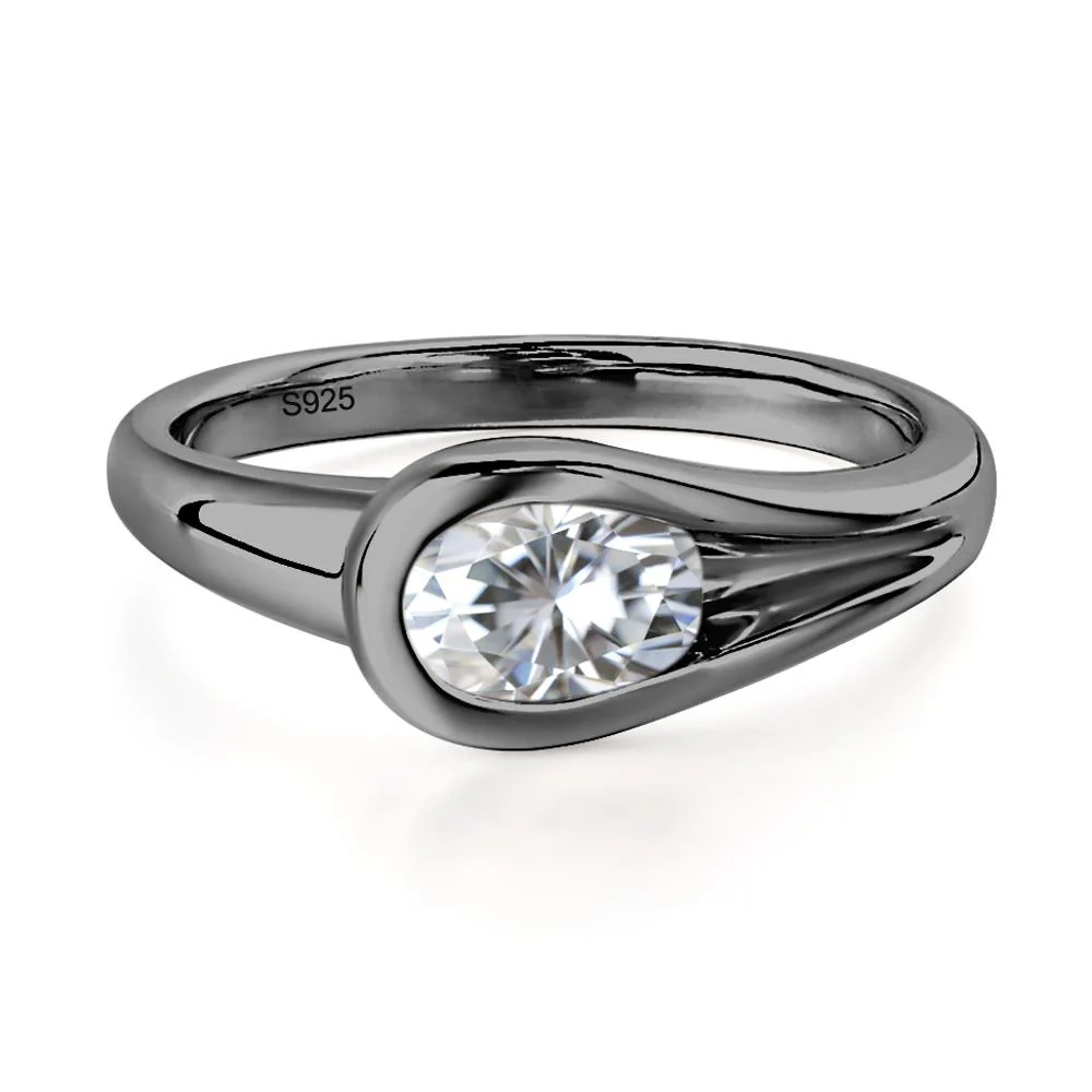 Moissanite East West Oval Engagement Ring - Image 7