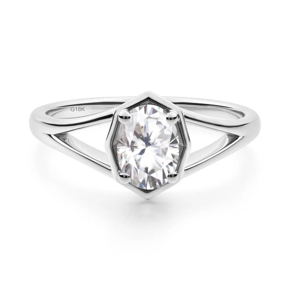 Oval Moissanite Split Shank Eengagement Ring - Image 2