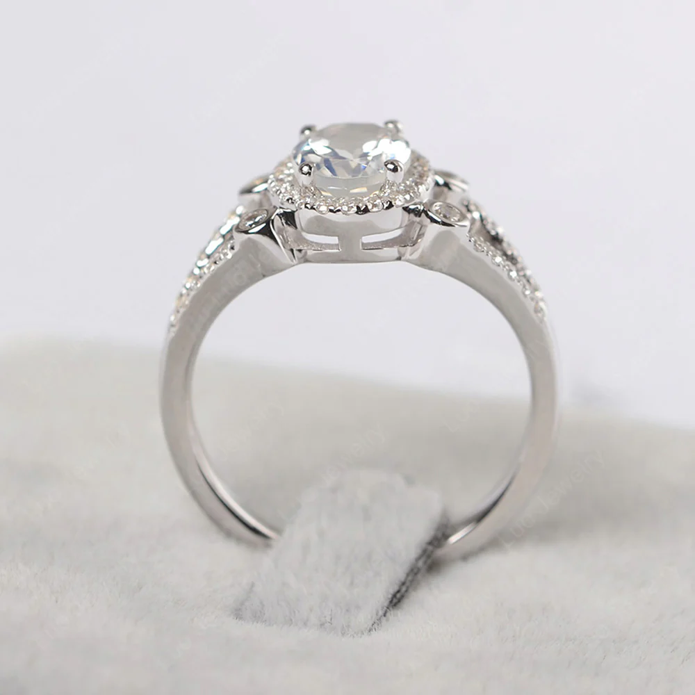 Oval Moonstone Split Shank Engagement Ring - Image 3
