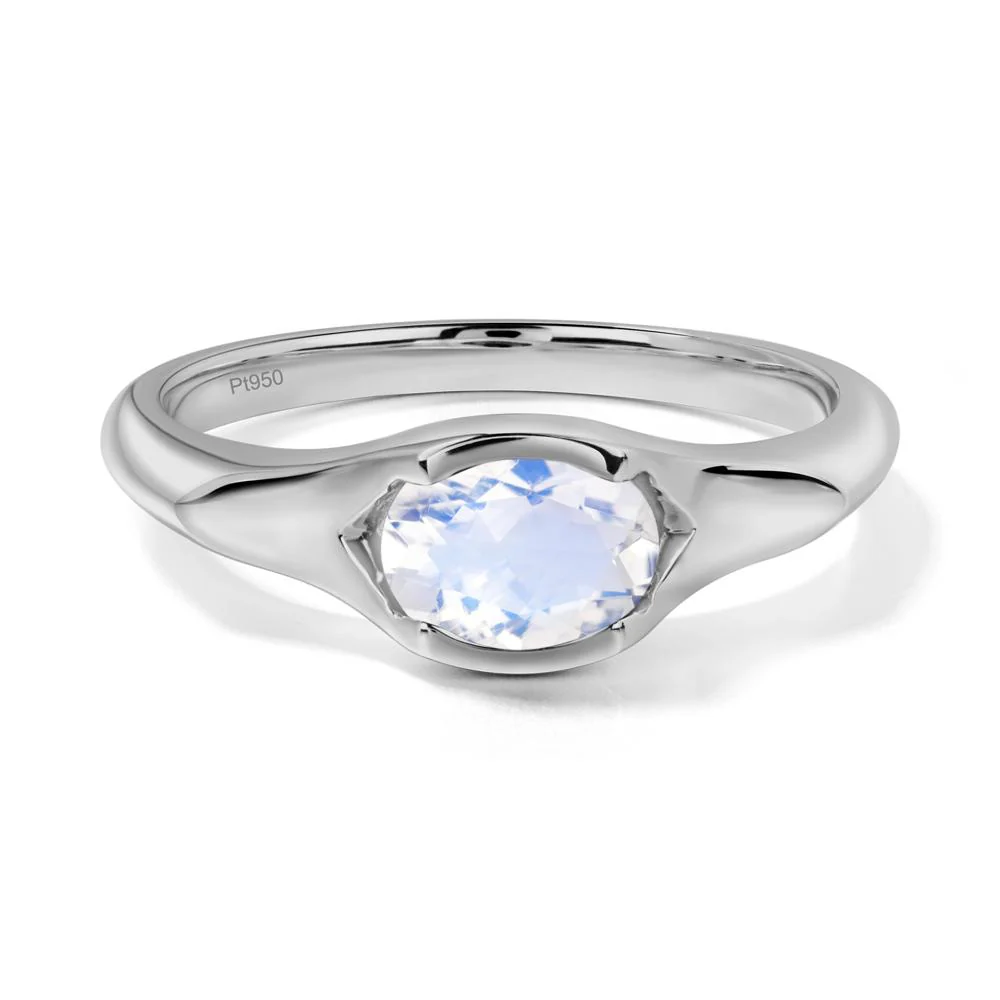 Oval Moonstone East West Bezel Set Ring - Image 7