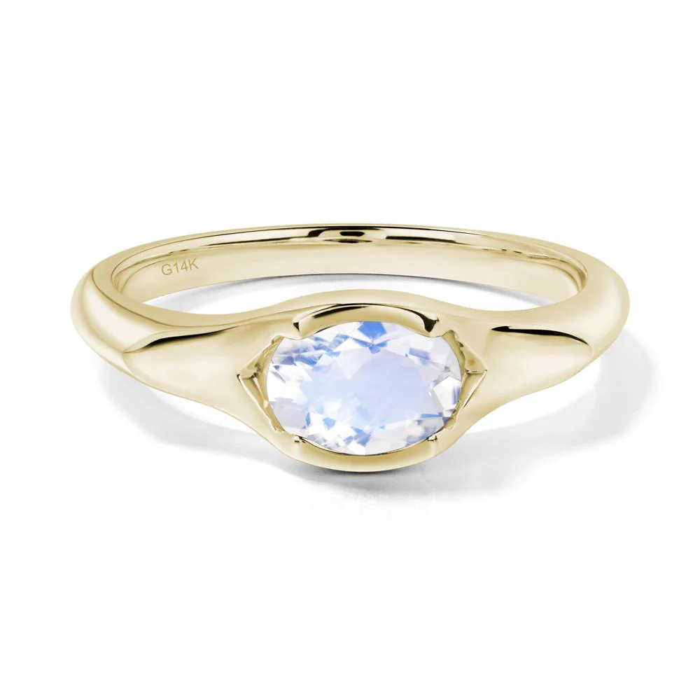 Oval Moonstone East West Bezel Set Ring - Image 9