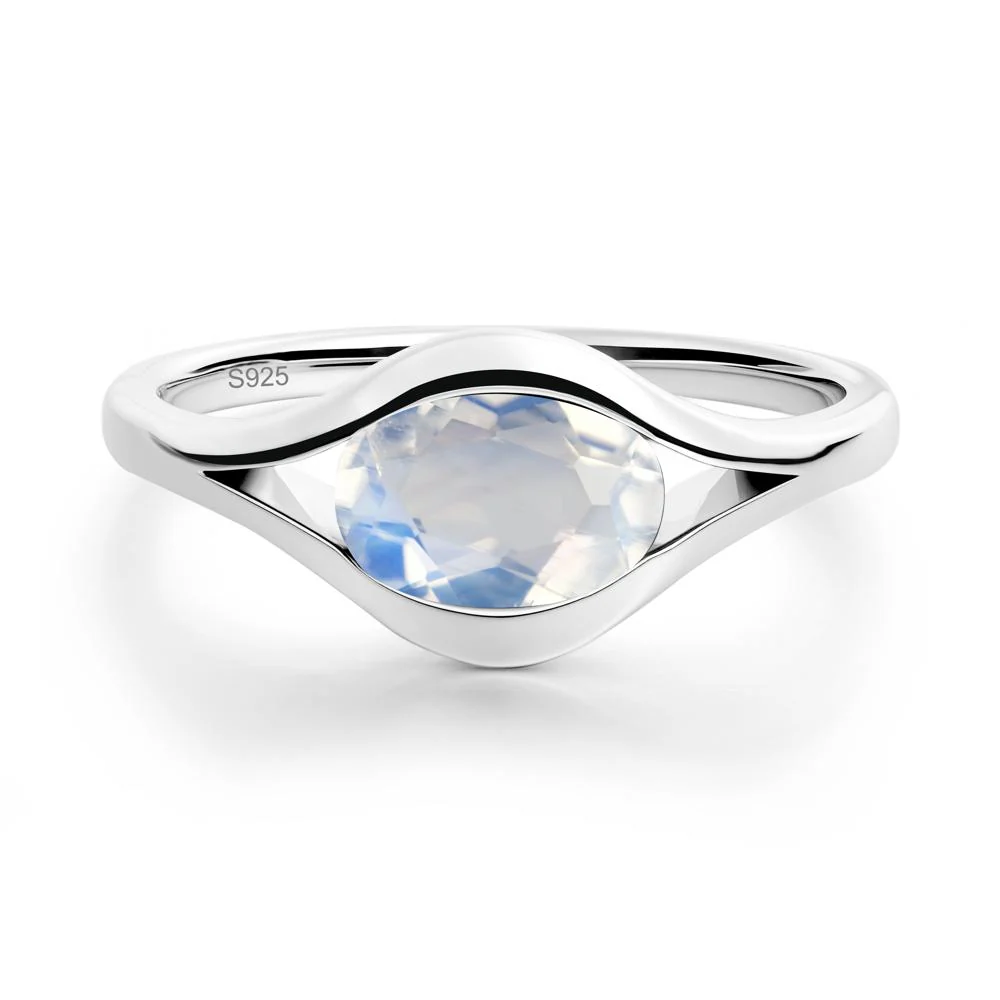 Oval Moonstone Evil Eye Ring