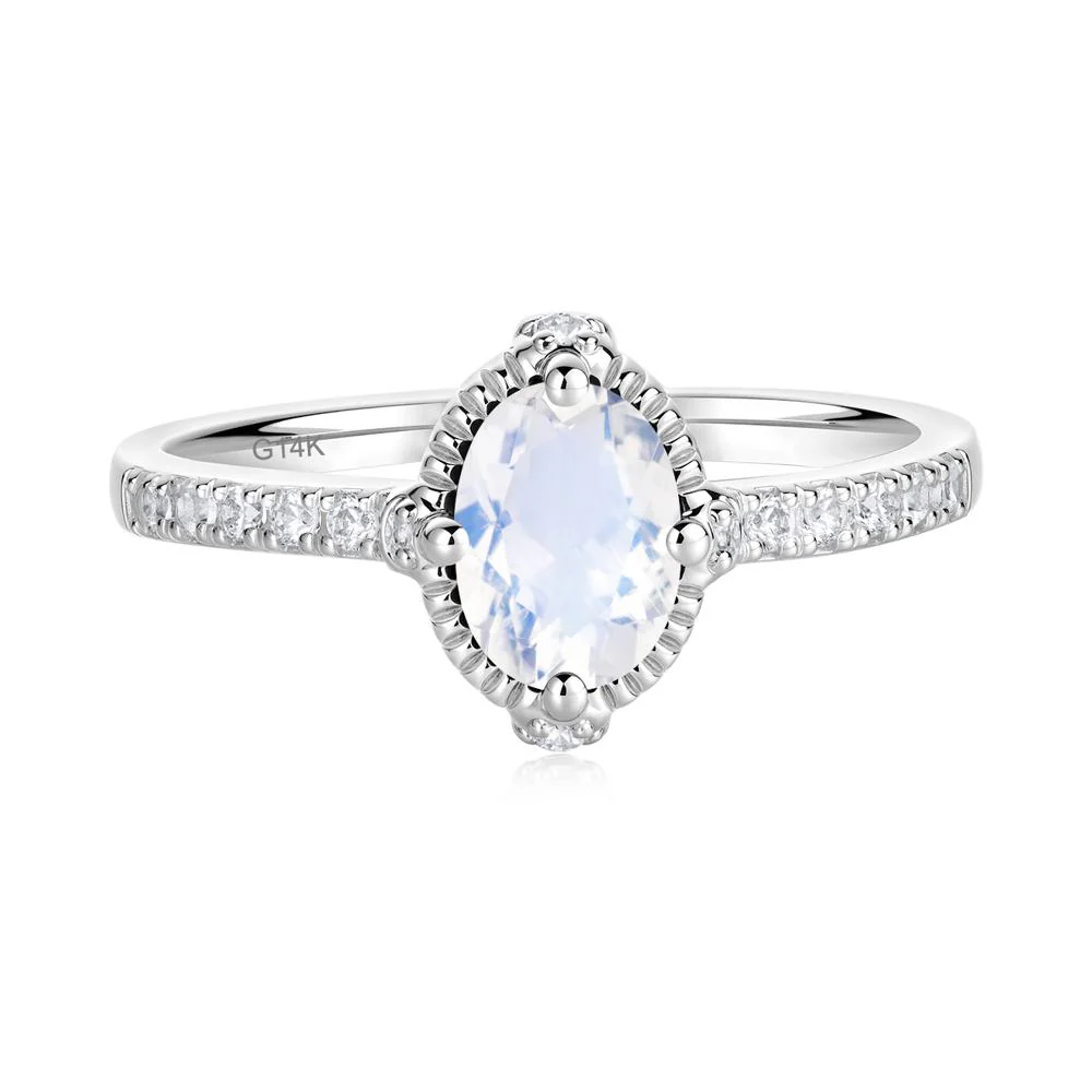Oval Moonstone Milgrain Halo Ring - Image 2