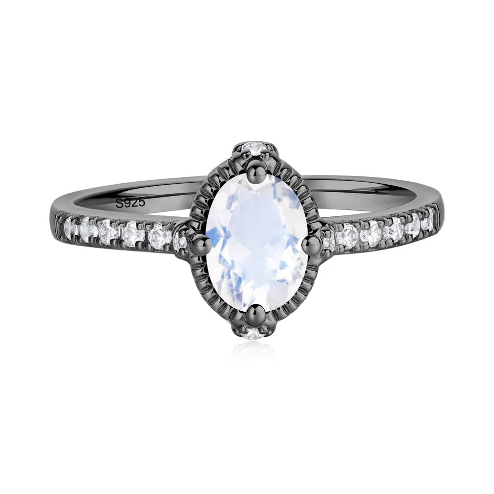 Oval Moonstone Milgrain Halo Ring - Image 5