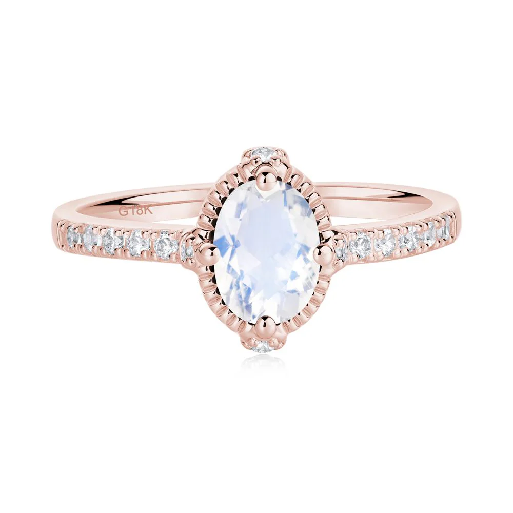 Oval Moonstone Milgrain Halo Ring - Image 8