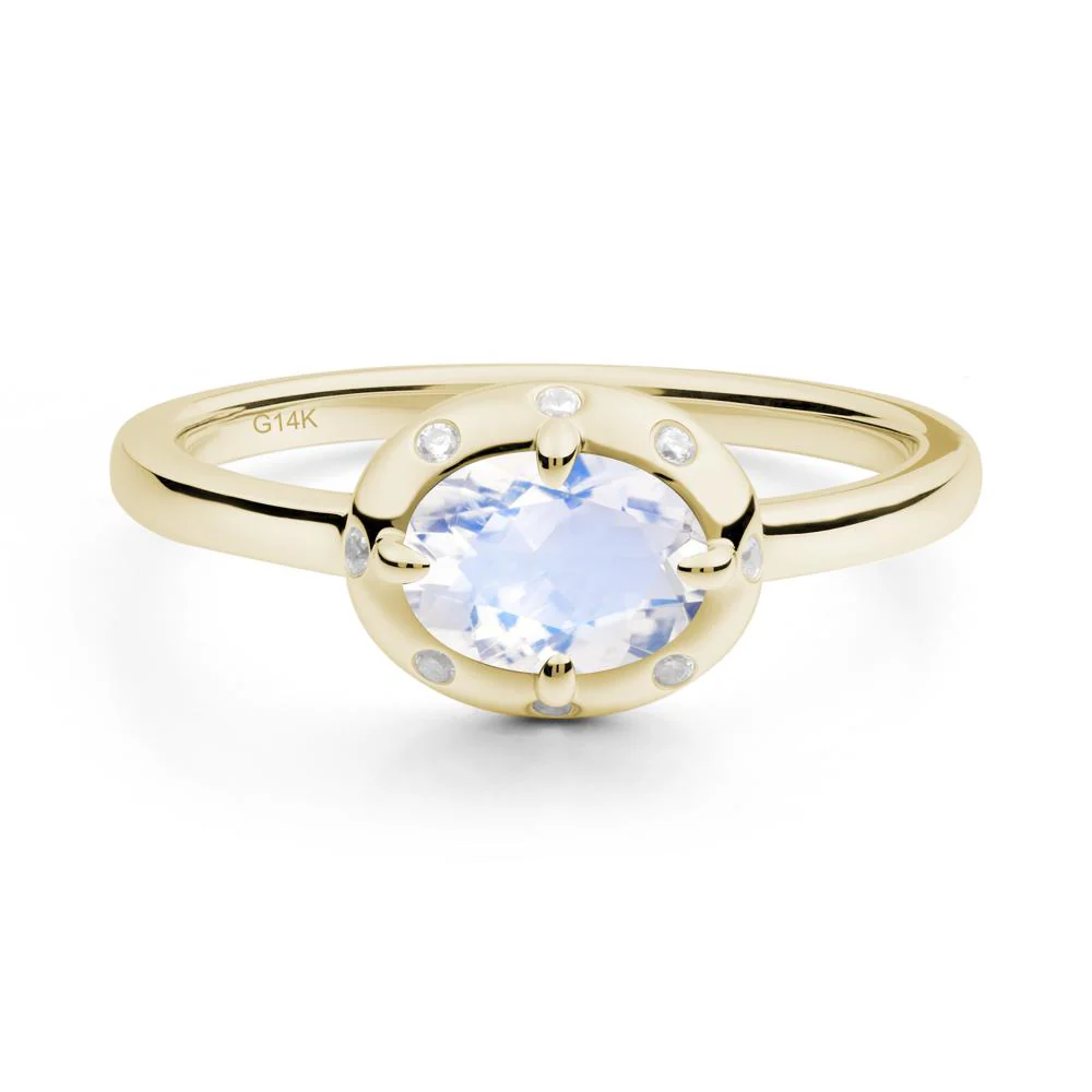 Oval Moonstone Ring with Faux-Bezel Setting