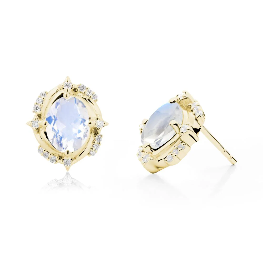 Oval Moonstone Stud Earrings - Image 3
