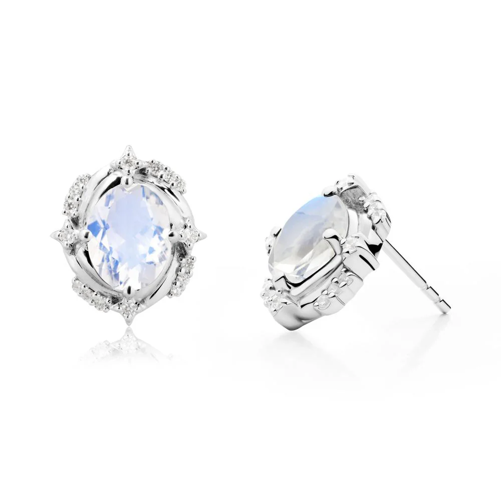 Oval Moonstone Stud Earrings - Image 4