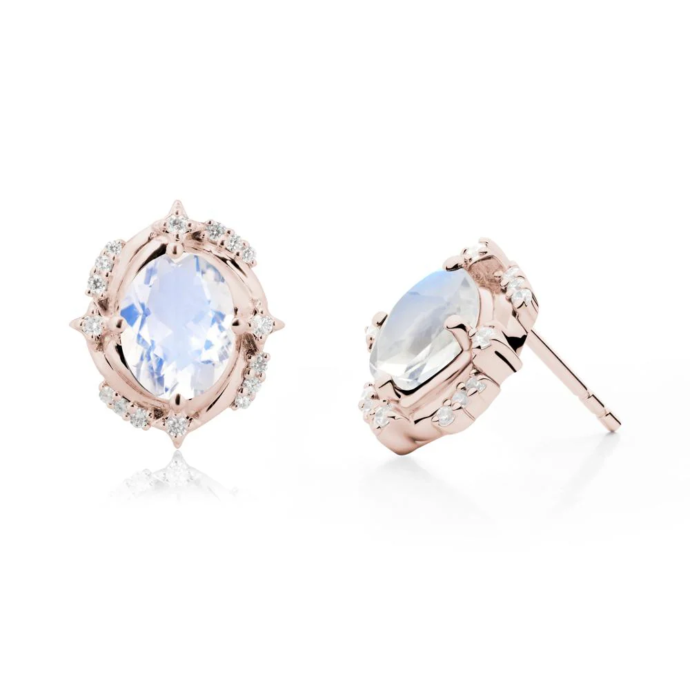 Oval Moonstone Stud Earrings - Image 5