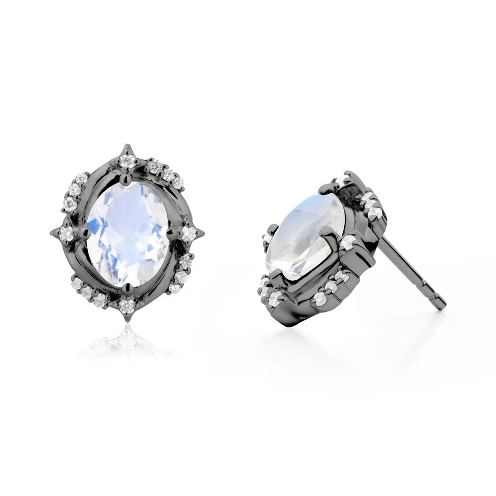 Oval Moonstone Stud Earrings - Image 9