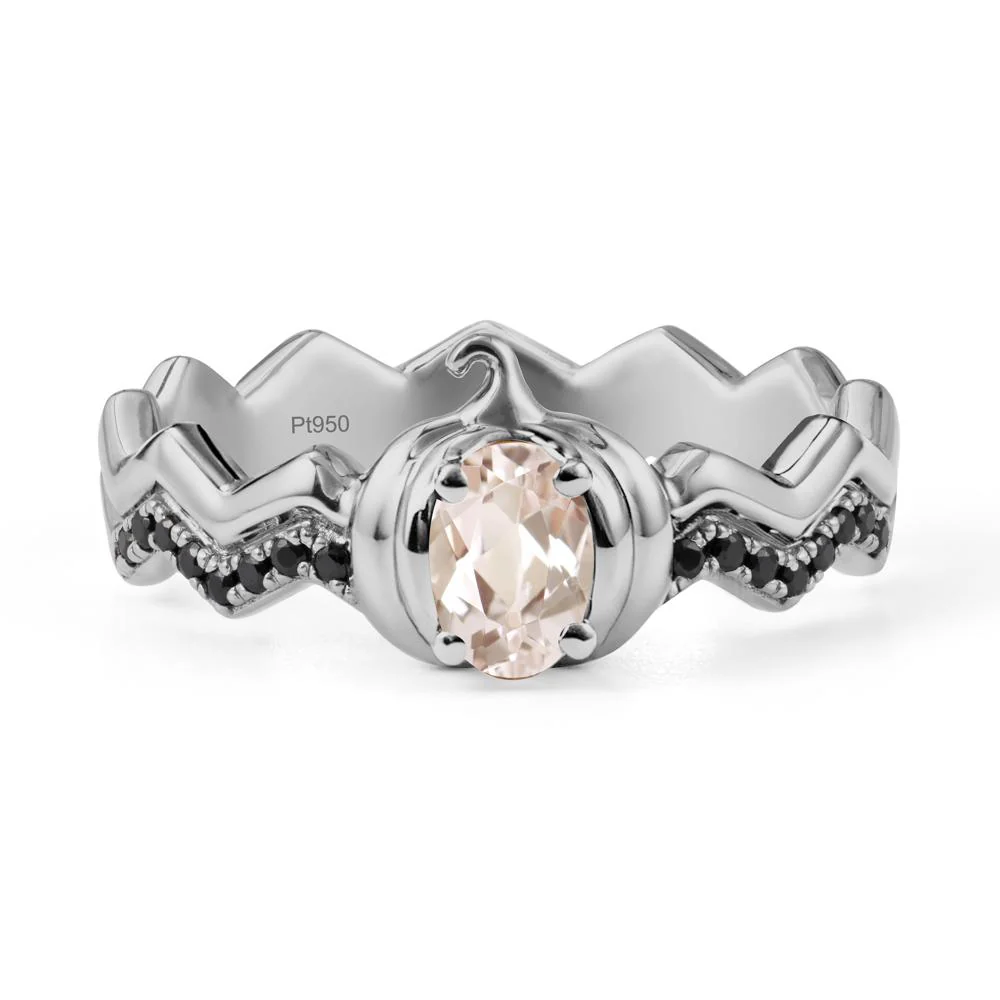 Oval Morganite and Black Spinel Pumpkin Ring - Image 8