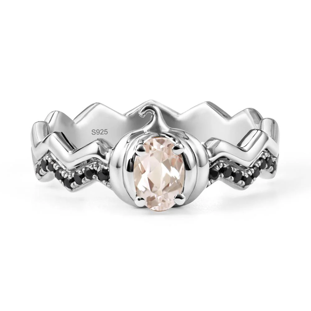 Oval Morganite and Black Spinel Pumpkin Ring - Image 9