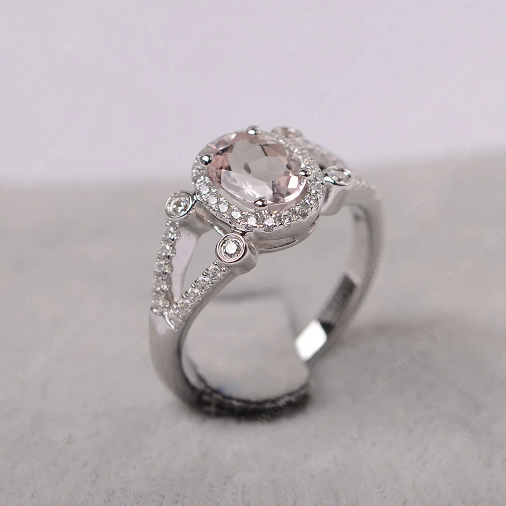 Oval Morganite Split Shank Engagement Ring - Image 2