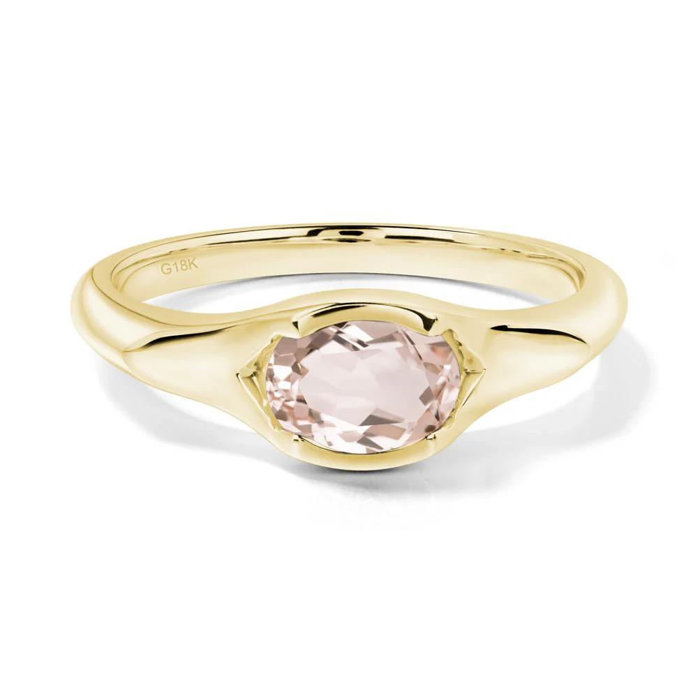 Oval Morganite East West Bezel Set Ring - Image 2