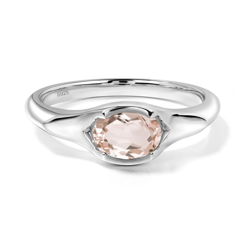 Oval Morganite East West Bezel Set Ring - Image 9