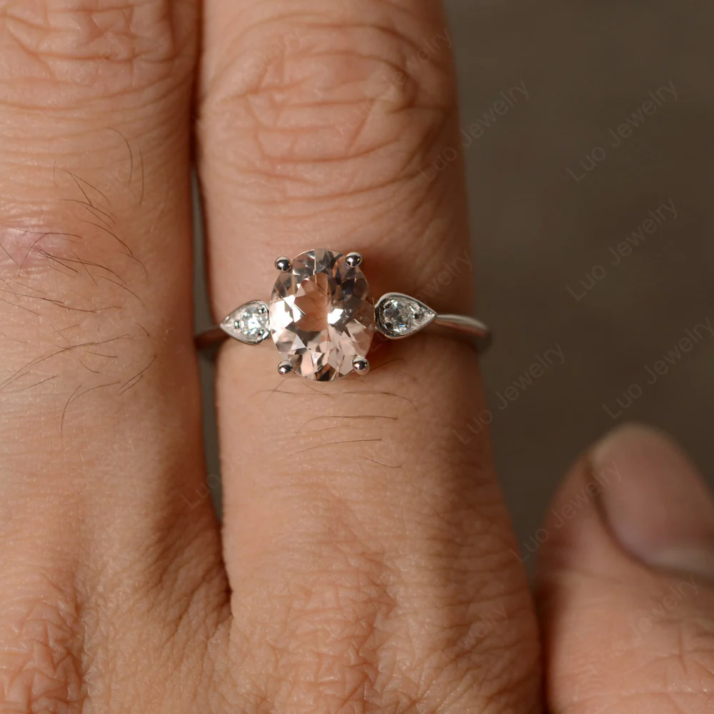 Oval Shaped Morganite Engagement Ring - Image 4