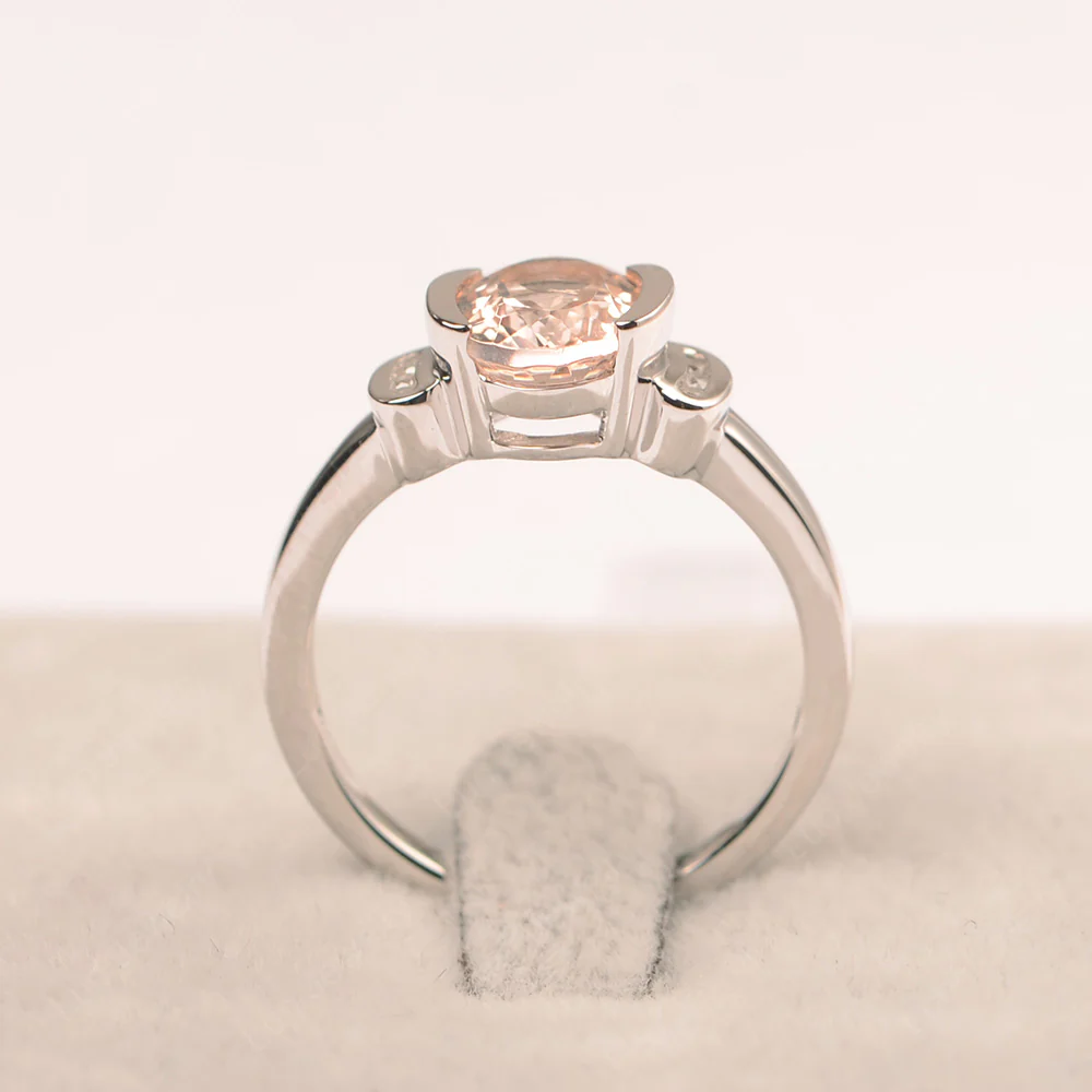 Oval Morganite Half Bezel Engagement Ring - Image 4