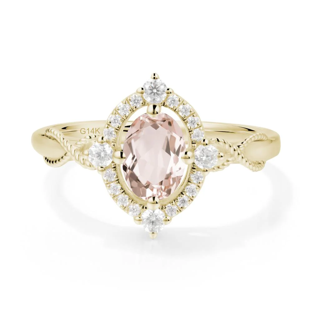 Oval Morganite Halo Twist Ring - Image 3