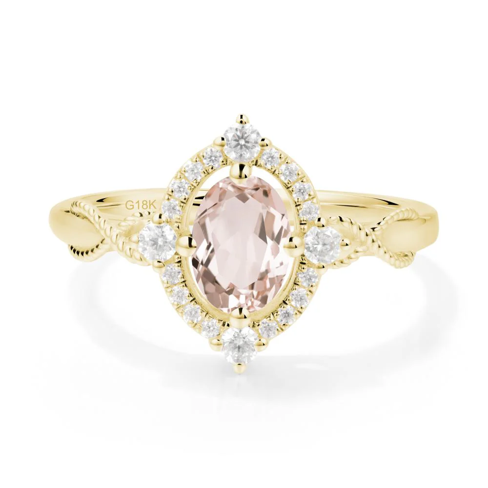 Oval Morganite Halo Twist Ring - Image 4