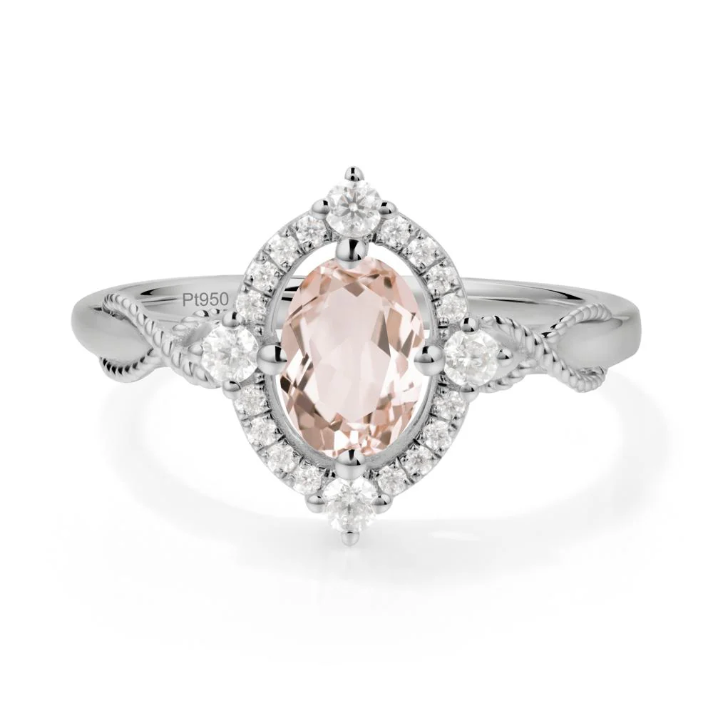 Oval Morganite Halo Twist Ring - Image 5