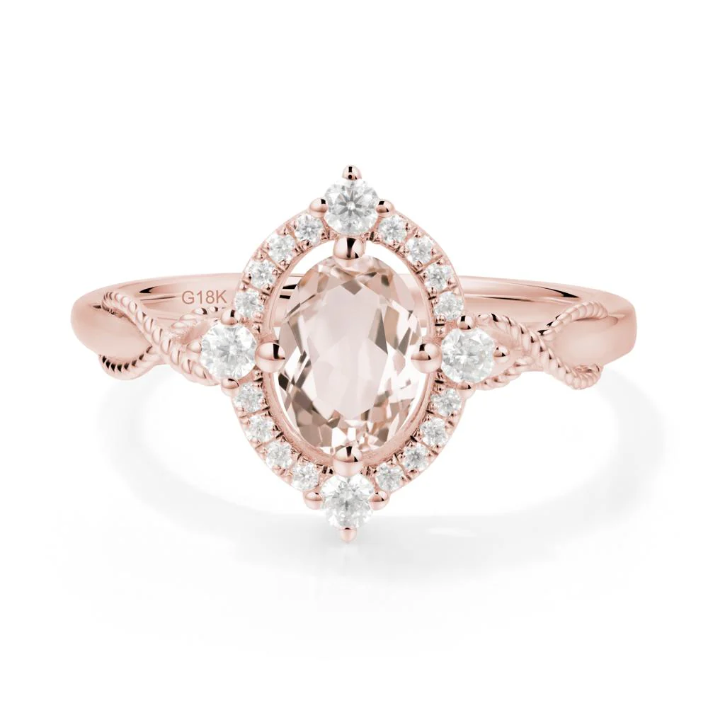 Oval Morganite Halo Twist Ring - Image 7