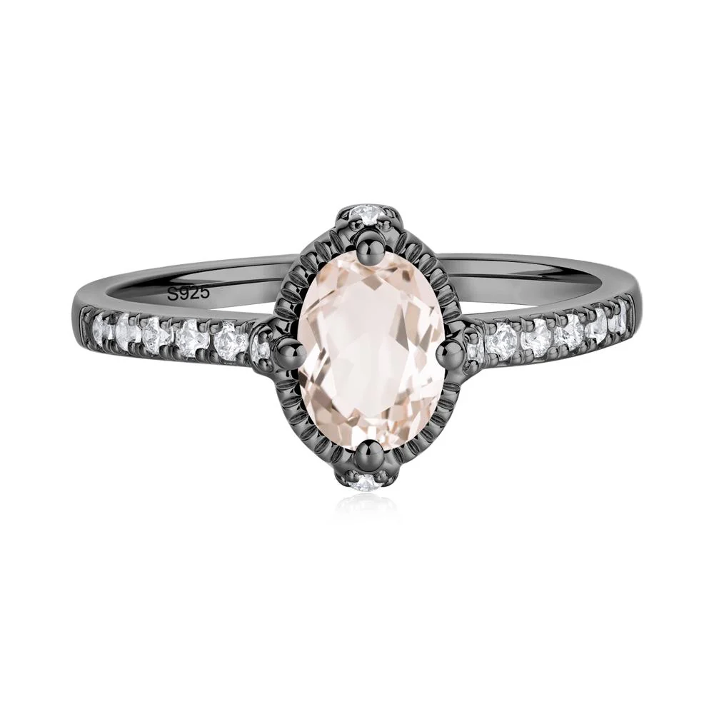 Oval Morganite Milgrain Halo Ring - Image 8