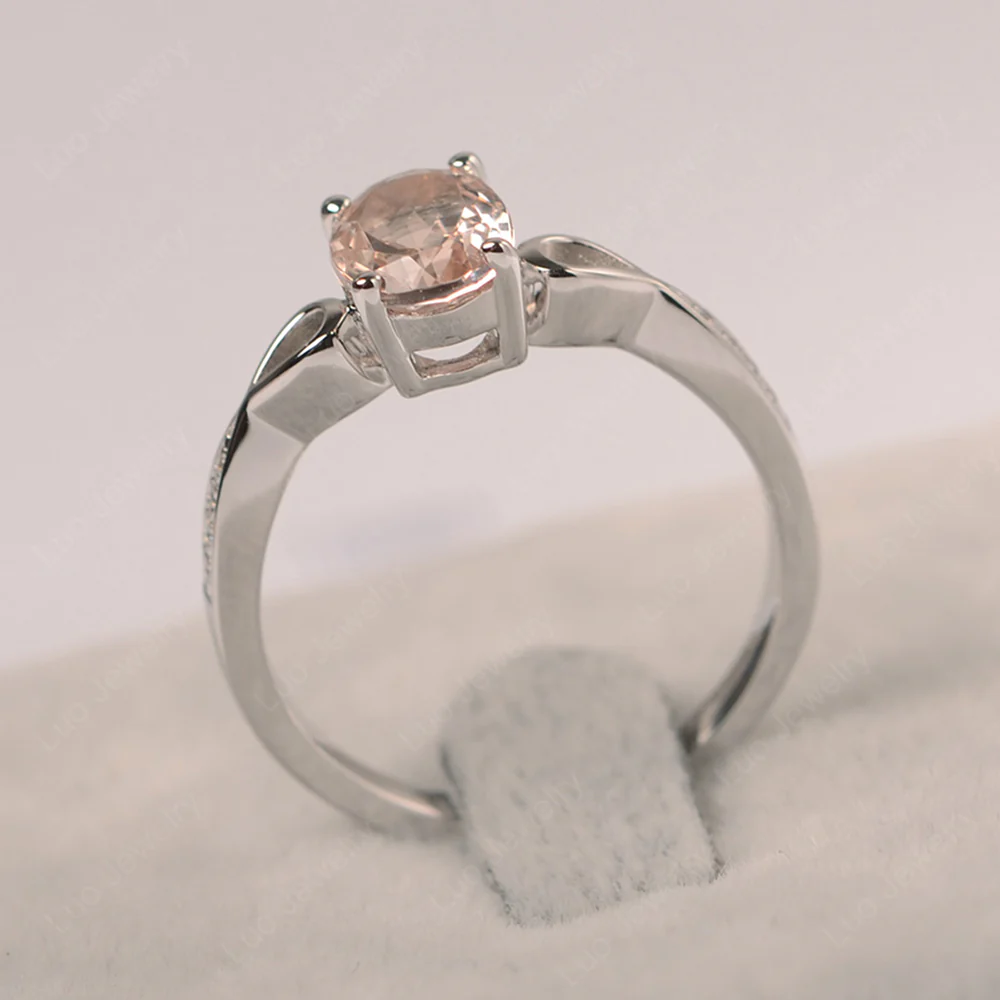 Oval Morganite Delicate Engagement Ring - Image 2