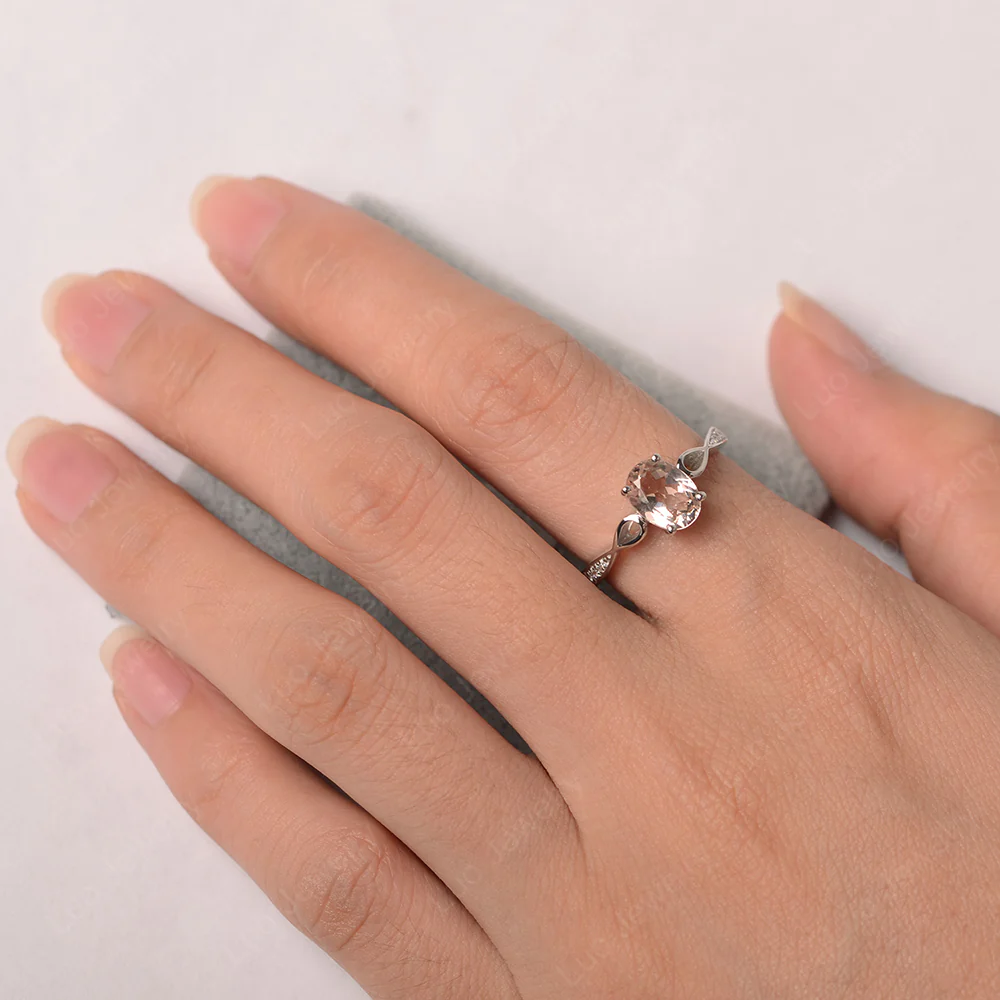 Oval Morganite Delicate Engagement Ring - Image 3