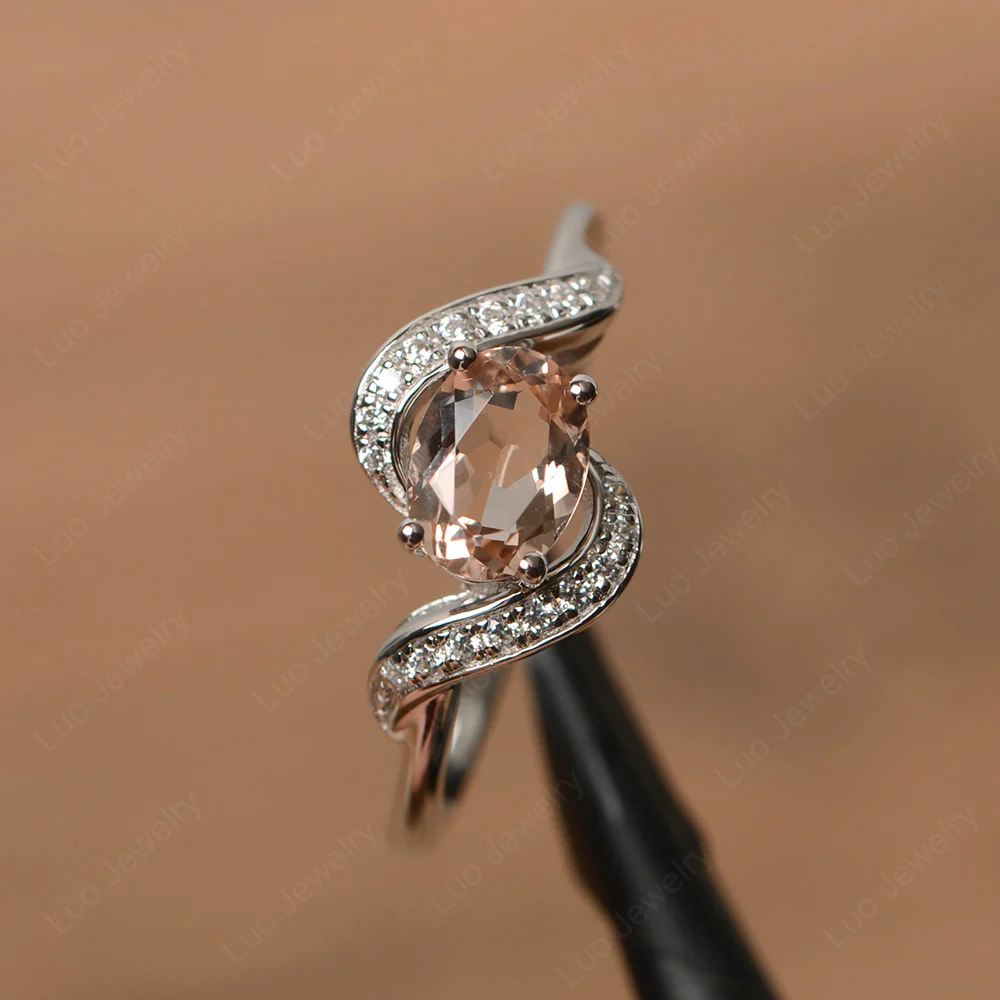 Oval Morganite East West Engagement Ring - Image 2