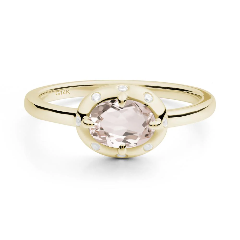 Oval Morganite Ring with Faux-Bezel Setting - Image 5