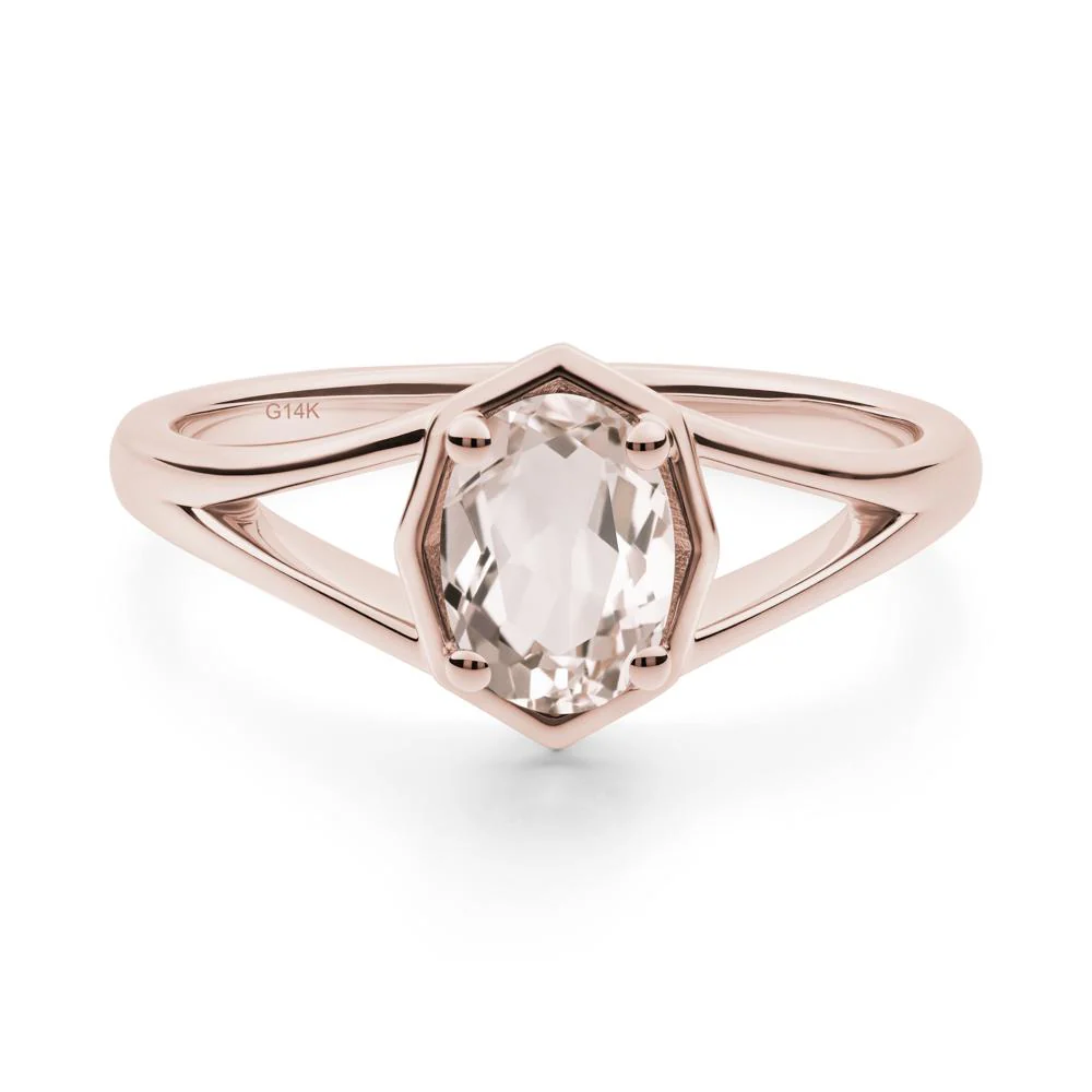 Oval Morganite Split Shank Eengagement Ring