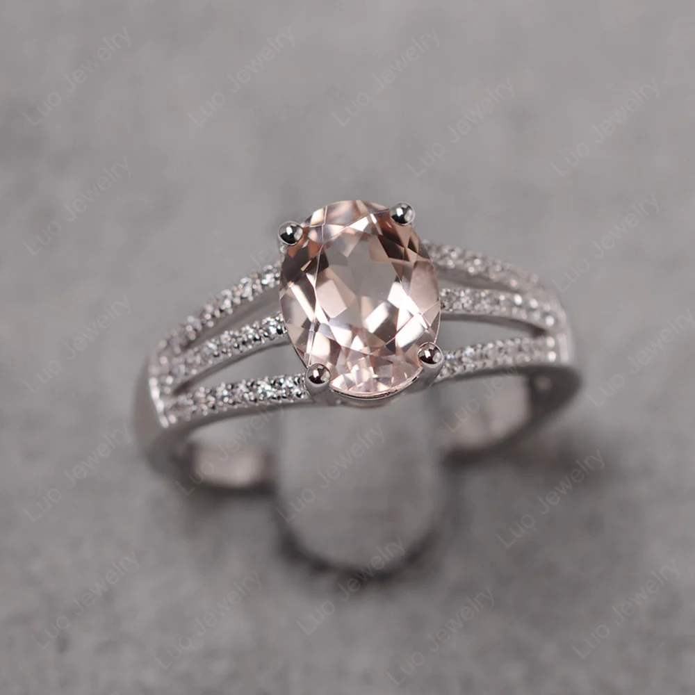 Morganite Triple Split Shank Ring