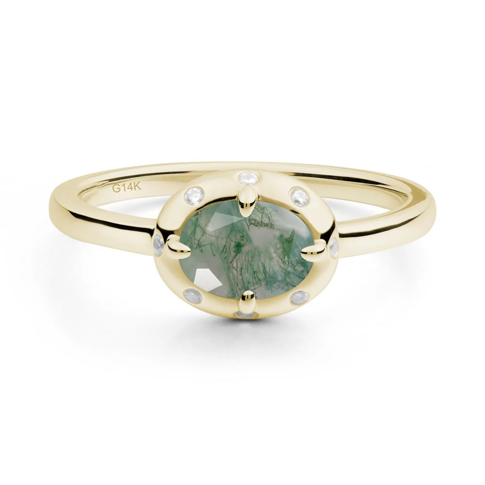 Oval Moss Agate Ring with Faux-Bezel Setting - Image 6
