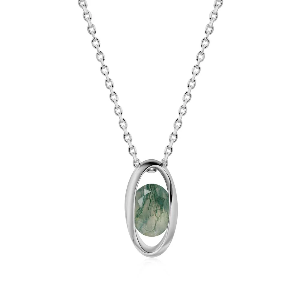 Oval Moss Agate Solitaire Necklace - Image 8