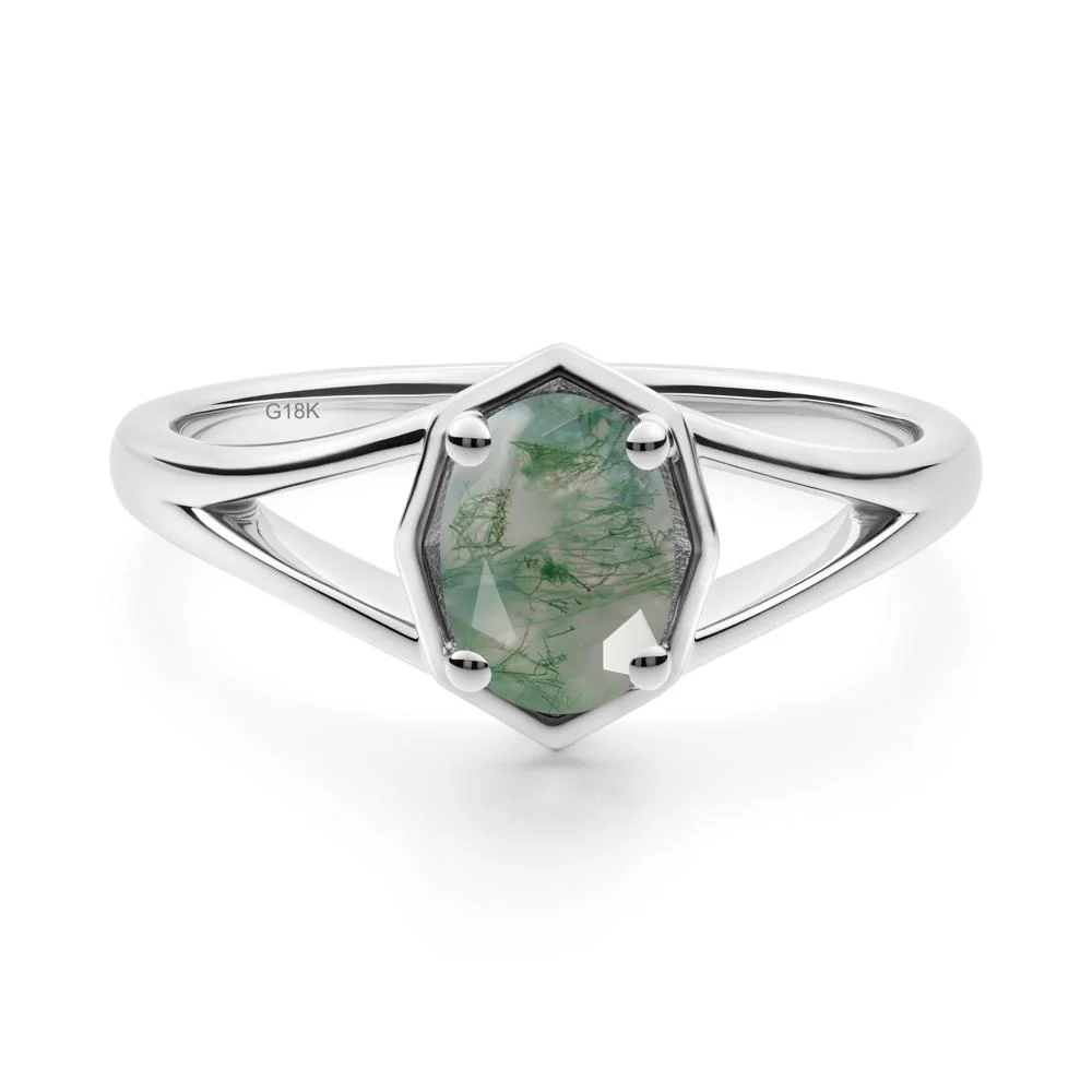 Oval Moss Agate Split Shank Eengagement Ring - Image 5