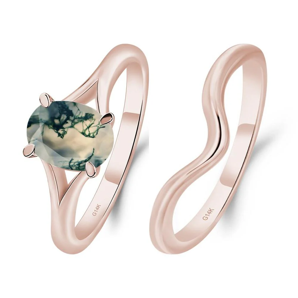 Moss Agate Solitaire Promise Ring - Image 11