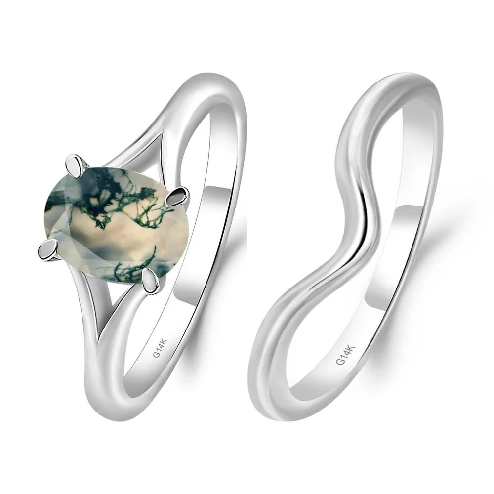 Moss Agate Solitaire Promise Ring - Image 13