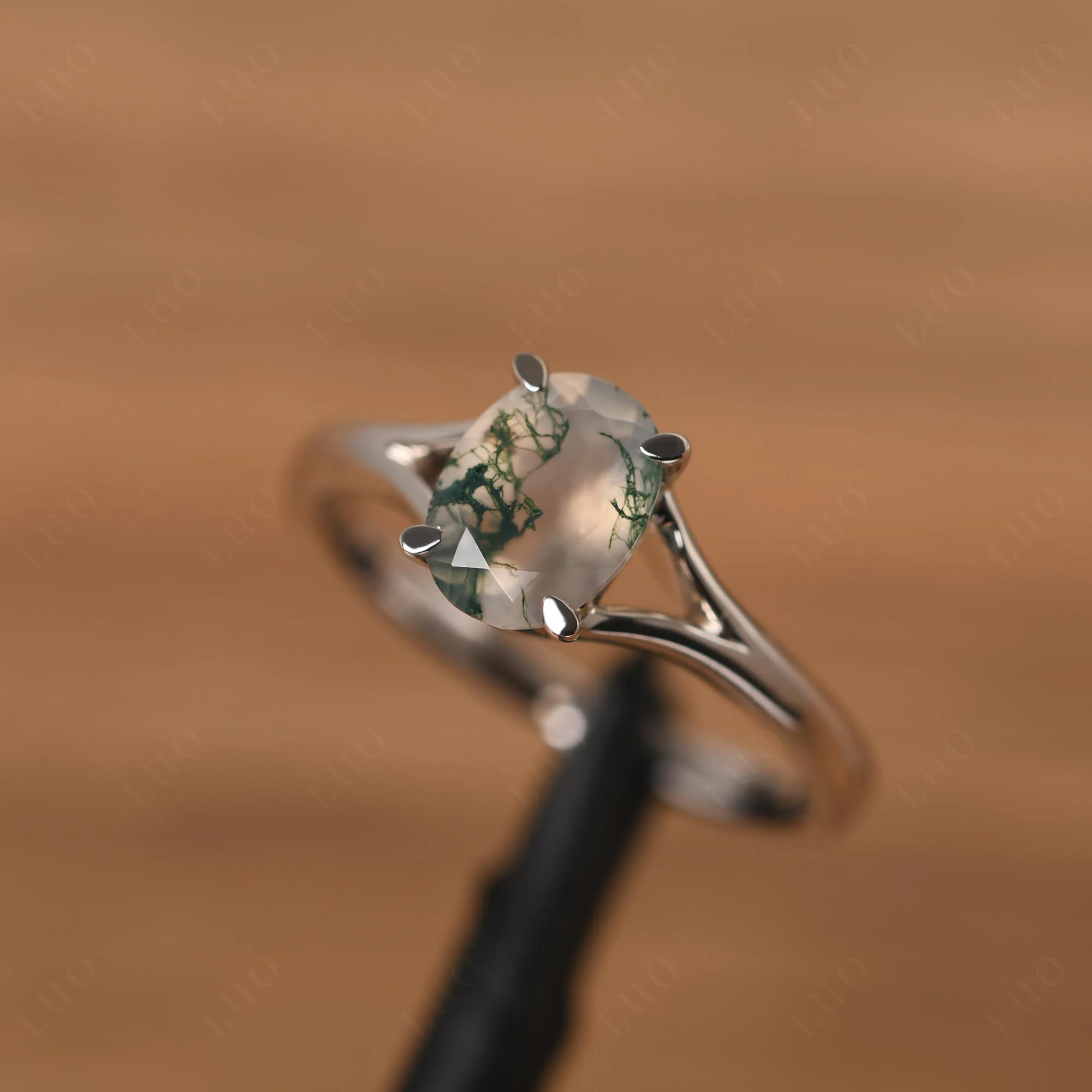 Moss Agate Solitaire Promise Ring - Image 29