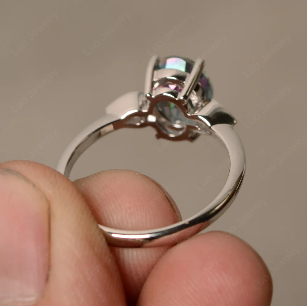 Oval Shaped Mystic Topaz Engagement Ring - Image 2