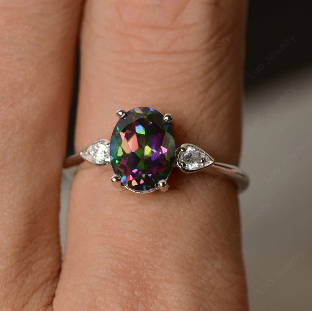 Oval Shaped Mystic Topaz Engagement Ring - Image 3