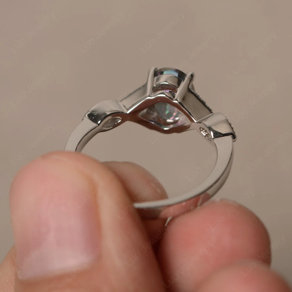 Oval Mystic Topaz Split Shank Ring - Image 2